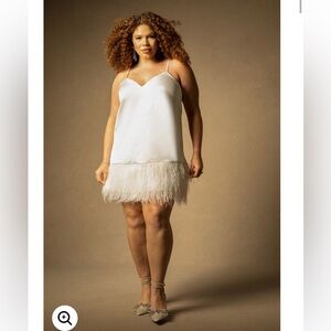 Bridal by ELOQUII Feather Hem Slip Dress